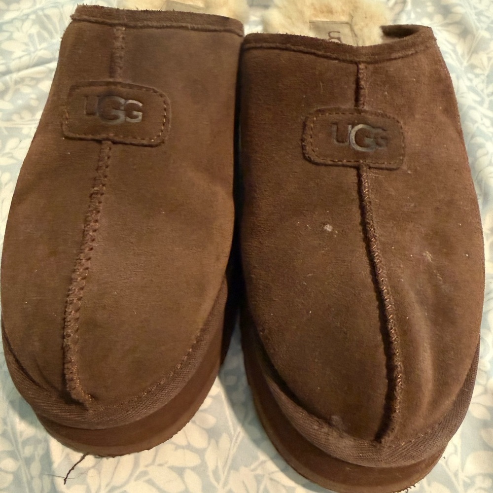 UGG Brown Suede Platform Mule Slippers - Picture 6 of 8